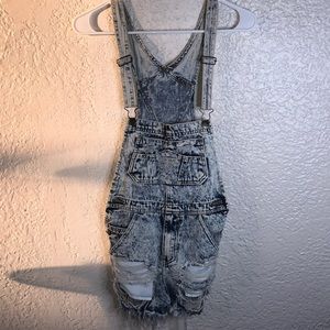Destroyed Light Acid Wash Overalls